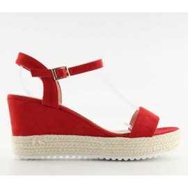Sandałki na koturnie espadryle czerwone R120P Red