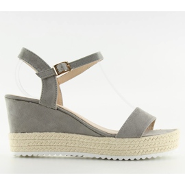 Sandałki na koturnie espadryle szare grey