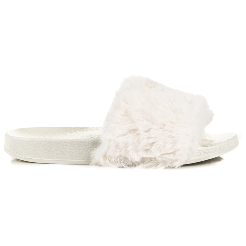 Bona Klapki damskie z futerkiem brązowe