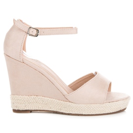 Seastar Zamszowe sandały na koturnie brązowe