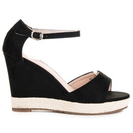 Seastar Zamszowe sandały na koturnie czarne