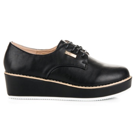 Wiązane półbuty na koturnie vices czarne