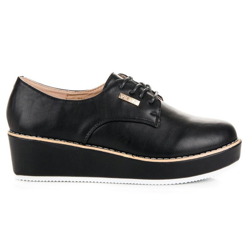 Wiązane półbuty na koturnie vices czarne