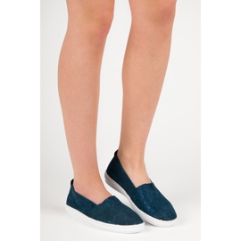 Skórzane Slipony VINCEZA niebieskie