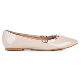 Lakierowane baleriny w szpic vices brązowe