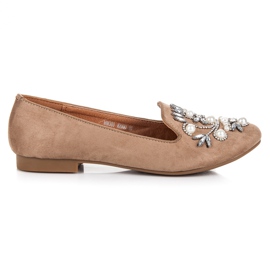 Lovery Beżowe ozdobne mokasyny beżowy