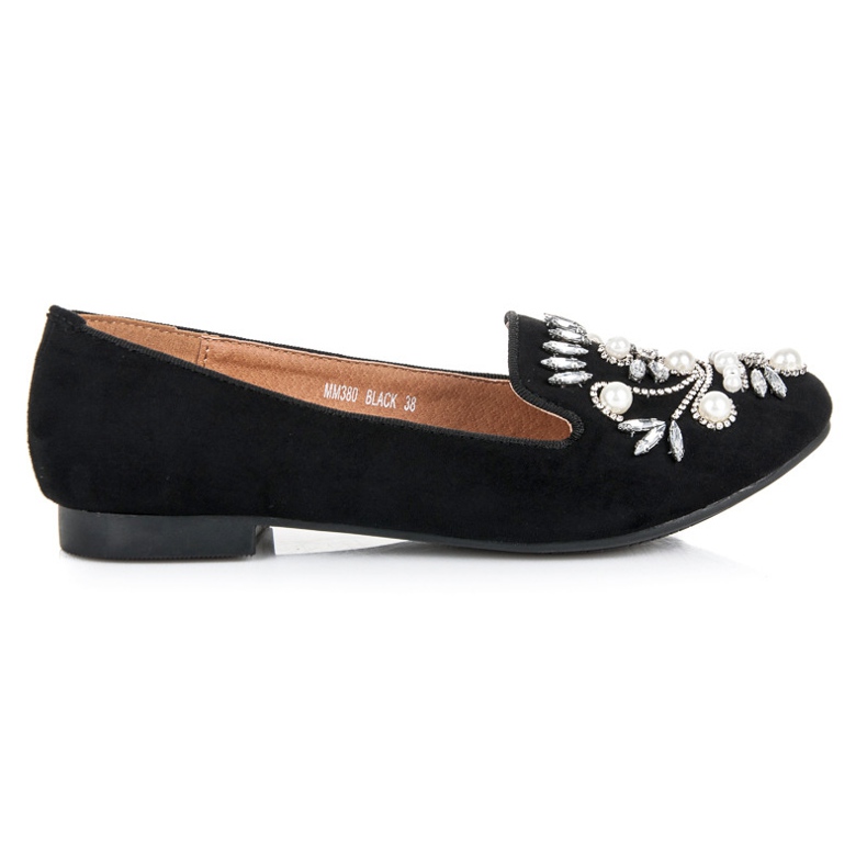 Lovery Czarne Ozdobne Mokasyny