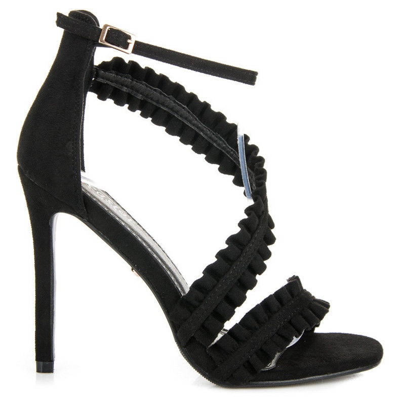 Seastar Sandały Szpilki Z Falbanką czarne