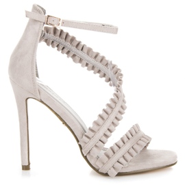 Seastar Sandały Szpilki Z Falbanką szare