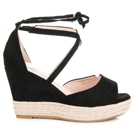 Seastar Wiązane espadryle na koturnie czarne