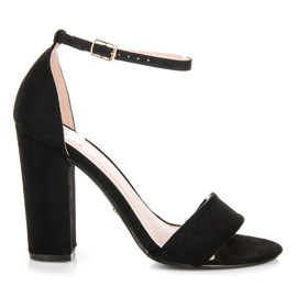 Seastar Zamszowe sandały na słupku czarne