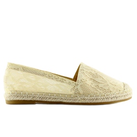 Espadryle koronkowe beżowe BB15P Beige beżowy