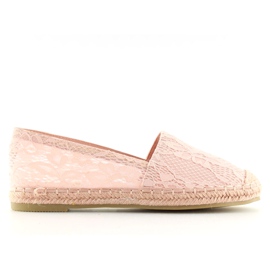 Espadryle koronkowe różowe BB15P Pink