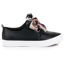 Seastar Stylowe Trampki Wiązane Wstążką czarne