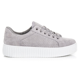 Seastar Zamszowe trampki na platformie szare