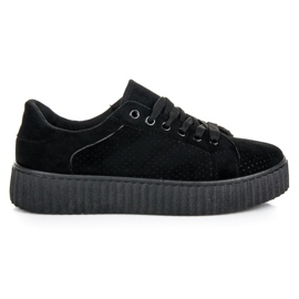 Seastar Zamszowe trampki na platformie czarne