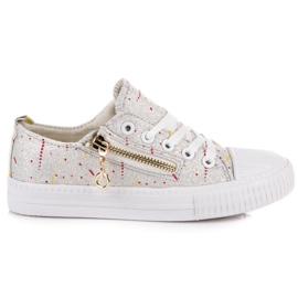 Błyszczące trampki dziecięce szare