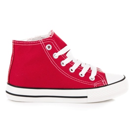 Trampki nad kostkę na suwak czerwone