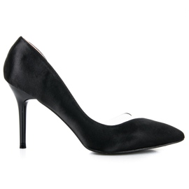 Satynowe Transparentne Szpilki czarne