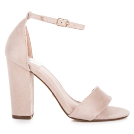 Seastar Zamszowe sandały na słupku brązowe