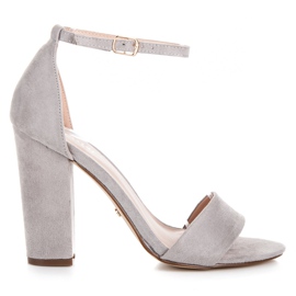 Seastar Zamszowe sandały na słupku szare