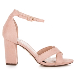 Seastar Jasnoróżowe sandały na obcasie