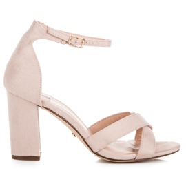 Seastar Beżowe sandały na obcasie beżowy