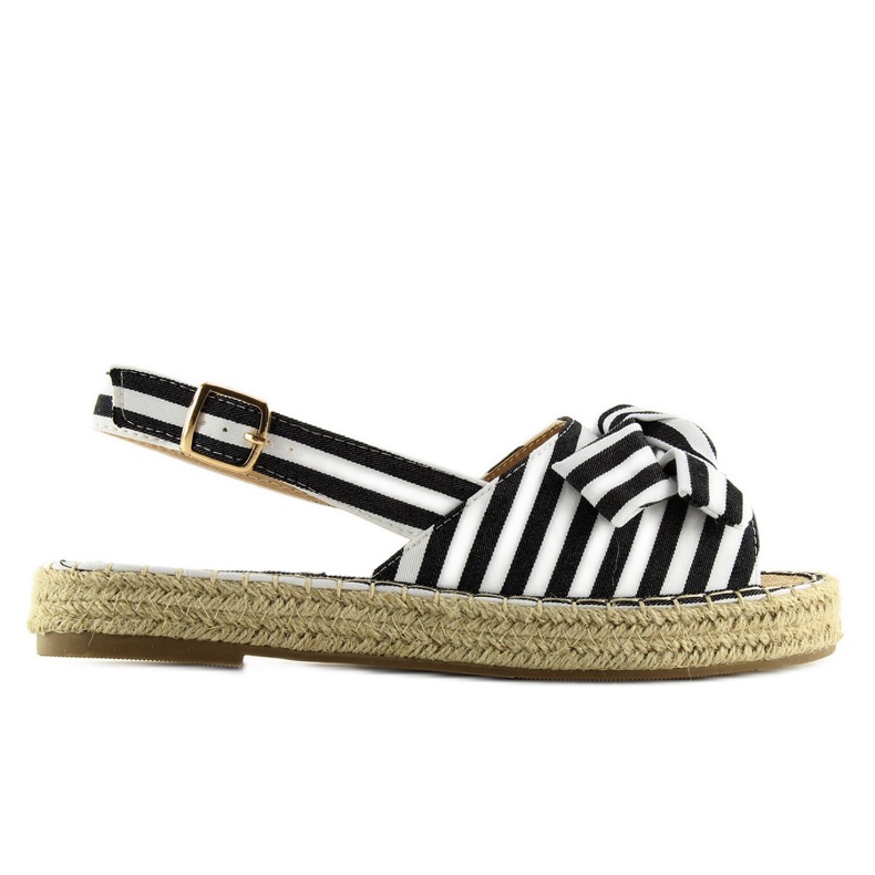Sandałki espadryle w paski czarne black
