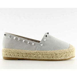 Espadryle damskie srebrne 8333 silver szare