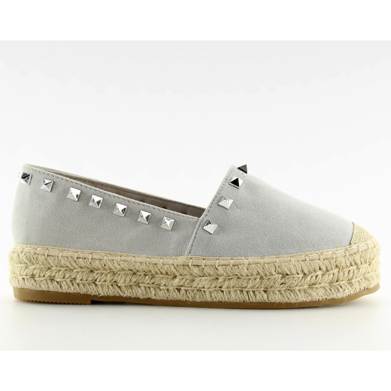 Espadryle damskie srebrne 8333 silver szare