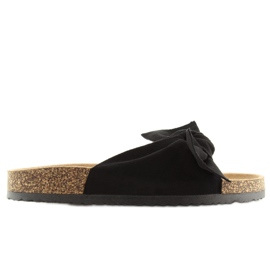 Klapki na korkowej podeszwie czarne black