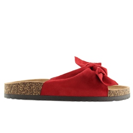 Klapki na korkowej podeszwie czerwone red