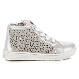 American Club Ażurowe trampki na suwak american szare