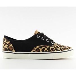 Trampki vansówki sznurowane K-75 Brązowe/leop czarne