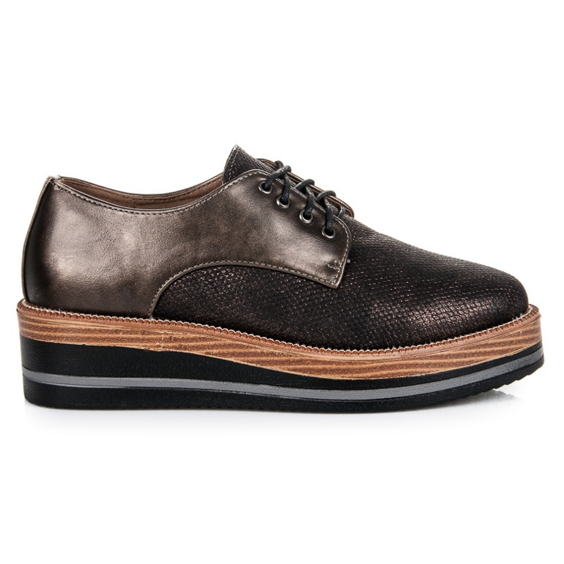 Kylie Stylowe Półbuty Na Koturnie brązowe