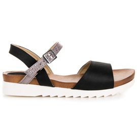 Zamszowe płaskie sandały vinceza czarne