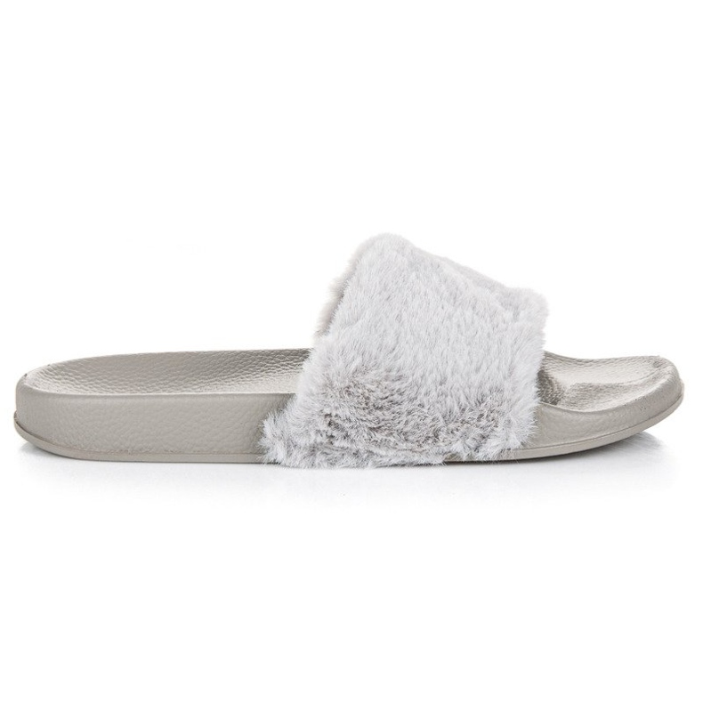 Szare klapki z futerkiem