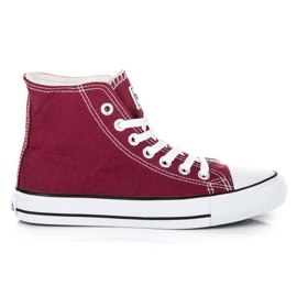 Wiązane trampki nad kostkę bordo czerwone