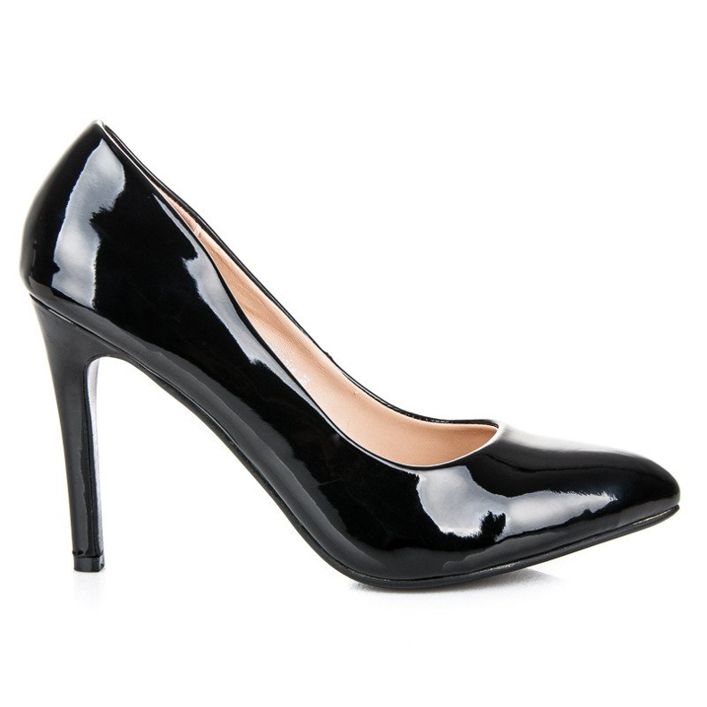 Small Swan Klasyczne lakierowane szpilki czarne