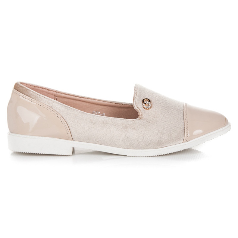 Welurowe baleriny brązowe