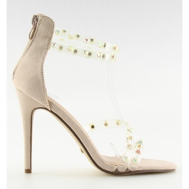 Sandałki z silikonowymi paskami beżowe beżowy