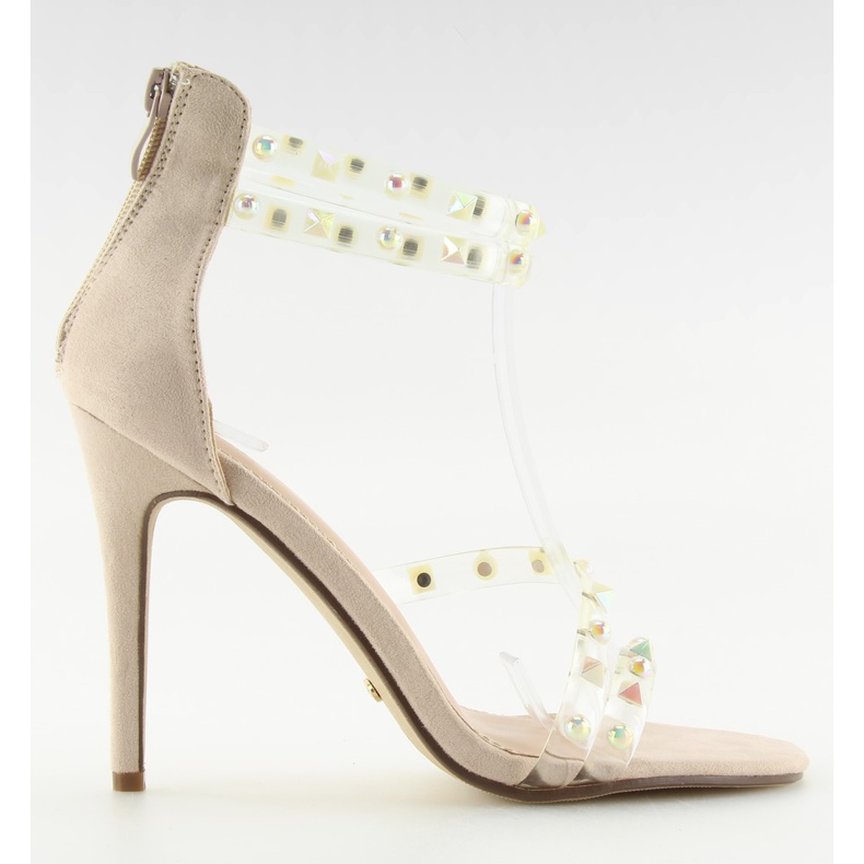 Sandałki z silikonowymi paskami beżowe beżowy