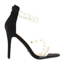 Sandałki z silikonowymi paskami czarne