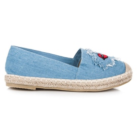 Bestelle Jeansowe espadryle z naszywkami niebieskie