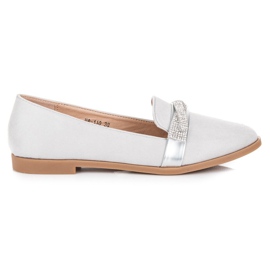 Bestelle Zamszowe półbuty z kryształkami szare