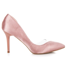 Satynowe transparentne szpilki różowe