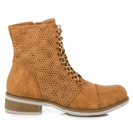 Bello Star Ażurowe botki na wiosnę brązowe