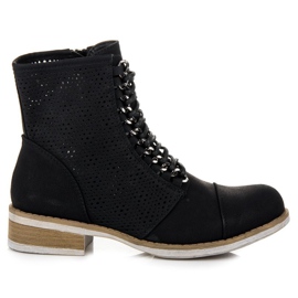 Bello Star Ażurowe botki na wiosnę czarne