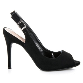 Bestelle Zamszowe sandały na szpilce czarne
