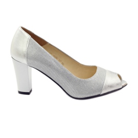 Czółenka damskie Gamis 1525 srebrne szare